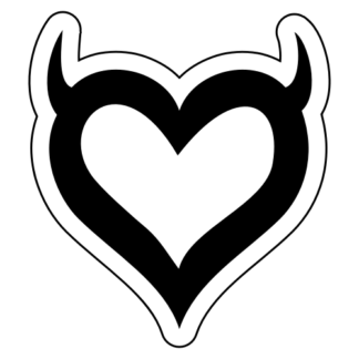 Heart With Horns Sticker (Black)